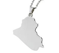 KUTCEK Titanium Steel Enamel Iraq Map Necklace Couples Pendant Bohemian Ancient History Jewelry Gift for Women and Men
