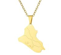 KUTCEK Titanium Steel Enamel Iraq Map Necklace Couples Pendant Bohemian Ancient History Jewelry Gift for Women and Men