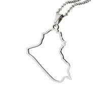 KUTCEK Titanium Steel Enamel Iraq Map Necklace Couples Pendant Bohemian Ancient History Jewelry Gift for Women and Men