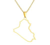 KUTCEK Titanium Steel Enamel Iraq Map Necklace Couples Pendant Bohemian Ancient History Jewelry Gift for Women and Men
