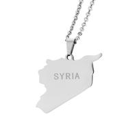 KUTCEK Titanium Steel Enamel Syria Map Necklace Unisex Layering Chain Bohemian Cultural Theme Gift for Women and Men