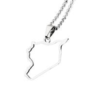 KUTCEK Titanium Steel Enamel Syria Map Necklace Unisex Layering Chain Bohemian Cultural Theme Gift for Women and Men