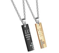 KUTCEK Titanium Steel Love Pendant Couple Necklace for Him Her Matching His and Hers Gift Modern Minimalist Jewelry