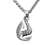 KUTCEK Titanium Steel Nordic Viking Pirate Style Odin's Axe Runic Pendant Long Necklace Daily Wear Unisex Accessory Gift