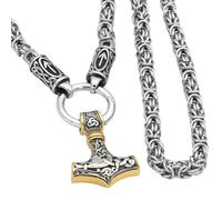 KUTCEK Titanium Steel Thor Hammer Pendant Necklace for Men Viking Norse Rune Symbol Punk Style Chain Jewelry Gift for Him