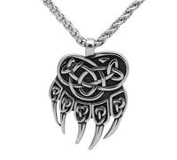 KUTCEK Titanium Steel Viking Bear Claw Pendant Necklace for Men Norse Mythology Jewelry Wolf Tooth Chain Masculine Gift