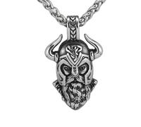 KUTCEK Titanium Steel Viking Necklace Odin Helmet Pendant Norse Jewelry Gift for Men