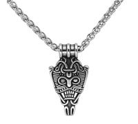 KUTCEK Titanium Steel Vintage Nordic Viking Odin Mask Long Necklace for Men Unique Design Personalized Accessory Gift
