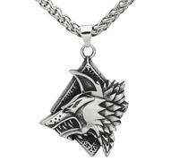 KUTCEK Titanium Steel Vintage Nordic Viking Wolf King Runic Pendant Necklace Men's Jewelry Unique Runic Design for Daily Gift