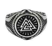 KUTCEK Triangular Rune Ring Viking Jewelry Stainless Steel Norse Symbol Men's Ring Nordic Geometric Accessory Gift for Him