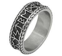 KUTCEK Viking Runes Stainless Steel Thumb Ring Norse Pagan Symbol Unisex Band Historical Jewelry Gift for Couples