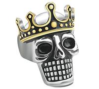 KUTCEK Vintage Crown Skull Ring for Men Titanium Steel Gothic Jewelry Medieval Style Statement Ring Gift for Him
