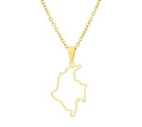 KUTCEK Vintage Enamel Colombia Map Necklace Stainless Steel Couples Pendant Bohemian Latin Style Gift for Women and Men