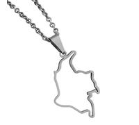KUTCEK Vintage Enamel Colombia Map Necklace Stainless Steel Couples Pendant Bohemian Latin Style Gift for Women and Men