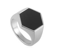 KUTCEK Vintage Hexagonal Ring for Men - Titanium Steel Punk Jewelry Fashion Stainless Steel Six-Sided Finger Ring Jewelry Gift