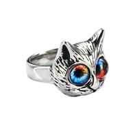 KUTCEK Vintage Owl Head Men's Ring - Retro Cartoon Animal Fashion Ring for Unisex Unique Jewelry Gift