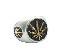 KUTCEK Vintage Punk Style Viking Men's Titanium Steel Leaf Ring Individual Fashion Statement Maple Leaf Finger Ring Jewelry Gift