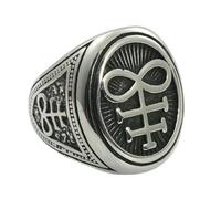 KUTCEK Vintage Punk Style Viking Men's Titanium Steel Skull Ring, Individualistic Stainless Steel Devil Runes Finger Ring