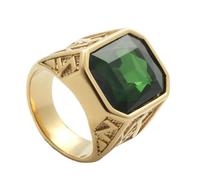 KUTCEK Vintage Punk Titanium Steel Ring for Men & Women Red, Green, Blue, Black Gemstone Accents Jewelry for Retro Lovers