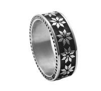 KUTCEK Vintage Trendy Titanium Steel Little Daisy Ring Punk Style Stainless Steel Band Unisex Trendy Ring for Men & Women