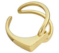 KUTCEK Women's 925 Silver Geometric Open Ring Asymmetrical Minimalist Adjustable Finger Ring Modern Dainty Jewelry Gift for Her