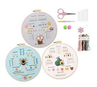 Kutery Embroidery Kit for Beginners, 3 Pack Embroidery Starter Kits to Learn 28 Different Stitches, with Video Tutorials, Printed Fabric, Threads, Needles, Hoop & Full Tools