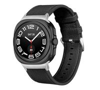 KUTEWEU Leather Strap for Samsung Galaxy Watch7 Ultra 47mm, Genuine Leather Elegant Strap with Stainless Steel Closure, Soft Breathable Replacement Bracelet for Galaxy Watch 7 Ultra 47MM (Black)