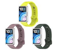 KUTEWEU Silicone Watch Strap Compatible with Huawei Band 11 Pro, Adjustable Replacement Bands Soft Watchband for Huawei Band 11 Smartwatch Accessories (Green+Purple+Green)