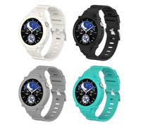 KUTEWEU Silicone Watch Strap Compatible with Vivo Watch 5 Bracelet with Cover, Adjustable Replacement Bands Soft Band for VIVO Watch 3 Smartwatch Accessories (Beige+Black+Grey+Green)