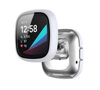 KUTEWEU Smart Watch Case for Fitbit Versa3/ Fitbit Sense, 2 Pcs Ultra Slim Case Skin Pounch, Anti-scratch PC Replacement Cover Shell for Fitbit Versa3/ Fitbit Sense (White)