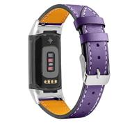 KUTEWEU Strap Compatible with Fitbit Charge 6/Charge 5 Straps for Women Men, Soft Breathable Leather Sport Wristband Metal Buckle Clasp Bracelet Replacement Strap for Charge6/Charge5 (Purple)