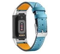 KUTEWEU Strap Compatible with Fitbit Charge 6/Charge 5 Straps for Women Men, Soft Breathable Leather Sport Wristband Metal Buckle Clasp Bracelet Replacement Strap for Charge6/Charge5 (Blue)