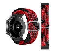 KUTEWEU Strap Compatible with Galaxy Watch 5 Pro/Galaxy Watch 5 44mm, 20mm Braided Nylon Elastic Band Suitable for Forerunner 645 Music/Forerunner 245 Music/Vivomove HR/Vivomove (Black Red)