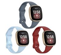 KUTEWEU Strap for Fitbit Versa 4 Straps, Replacement Silicone Sport Wristband Accessory Strap Compatible with Fitbit Versa4/ Fitbit Versa3/ Fitbit Sense Smart Watch (S, Blue Grey+Purple+Red)