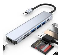 KUTEWEU USB-C Hub, 7-in-1 MultiPort Docking Station for MacBook & Windows - 85W USB-C Power Delivery 3.0, 4K HDMI@30Hz, 1x USB-A 3.0, 2x USB-A 2.0, SD 3.0, Micro SD 3.0/TF Card Reader (7-in-1 HUB)