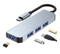 KUTEWEU USB Hub USB C Hub USB 3.0 Splitter USB Extender Aluminum USB Splitter Data Transmission for MacBook/Pad/Dell/HP Laptop/Phones and More PC/Tablet Devices (USB-A 3.0 x 4-T3)