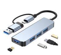 KUTEWEU USB Hub USB C Hub USB 3.0 Splitter USB Extender Aluminum USB Splitter Data Transmission for MacBook/Pad/Dell/HP Laptop/Phones and More PC/Tablet Devices (USB 3.0 x 4)