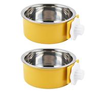 KuTi Kai 2 IN 1 Stainless Steel Pet Hanging Bowl Removable Dog Bowl for Crates Puppy Food Feeder Water Dish with Bolt Holder Dog (Yellow-Small-2Packs)