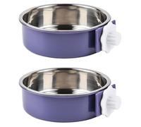 KuTi Kai 2 IN 1 Stainless Steel Pet Hanging Bowl Removable Dog Bowl for Crates Puppy Food Feeder Water Dish with Bolt Holder Dog (Purple-Large-2Packs)