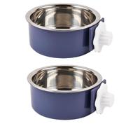 KuTi Kai 2 IN 1 Stainless Steel Pet Hanging Bowl Removable Dog Bowl for Crates Puppy Food Feeder Water Dish with Bolt Holder Dog (Purple-Small-2Packs)