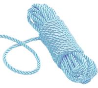 KuTi Kai All Purpose Rope 8 mm 10M - 32 Feet Length Strong Multifunctional Soft 100% Nylon Rope Natural Twisted Durable Long Ropes (Light Blue)