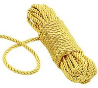 KuTi Kai All Purpose Rope 8 mm 10M - 32 Feet Length Strong Multifunctional Soft 100% Nylon Rope Natural Twisted Durable Long Ropes(Gold-Yellow)