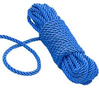 KuTi Kai All Purpose Rope 8 mm 10M - 32 Feet Length Strong Multifunctional Soft 100% Nylon Rope Natural Twisted Durable Long Ropes (Blue)