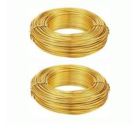 KuTi Kai Aluminium Wire 2 Rolls 5m Length Bendy Craft Silver Wire for Jewelry Making,DIY Sculpture,Modelling Making and Crafts (Yellow, 2.0mm)