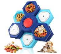 KuTi Kai Interactive Dog Puzzle Toys, Dog Cats Multilayer Puzzle Slow Feeder Toys, Rotate the Turntable Mentally Stimulation Toys,Dog Brain Games Dish (Three layers,Dark-blue_light-blue_dark-blue)