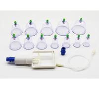 KuTi Kai Professional Vacuum Cupping Therapy - 12 Vacuum Air Suction Cups with Pumping Handle,Chinese Medicine Pistol Equipment with Plastic Suction Cups (12Pcs/Box)
