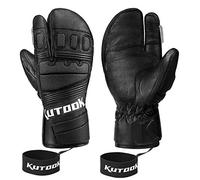 KUTOOK Skiing Mittens Waterproof Ski Gloves for Men Winter Leather Snow Snowboarding Goatskin Mens Cycling Windproof Womens Thinsulate Insulation Thermal Fleece Sports Black M