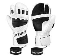 KUTOOK Skiing Mittens Waterproof Ski Gloves for Men Winter Leather Snow Snowboarding Goatskin Mens Cycling Windproof Womens Thinsulate Insulation Thermal Fleece Sports White M