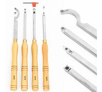 KUTR Professional Full Size Wood Turning Tools for Lathe Woodworking, 4 Pc. Set, Heavy Duty Rougher, Finishers, Detailer, and Replacement Cutting Blades, Beech Wood Handles