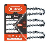 Kutrex 12 Inch Chainsaw Chain, 3/8" LP Pitch, 043" Gauge, 45 Drive Links | Low-Kickback Replacement Chain for Greenworks, Poulan, Echo, EGO and More -S45 (3 Chains)